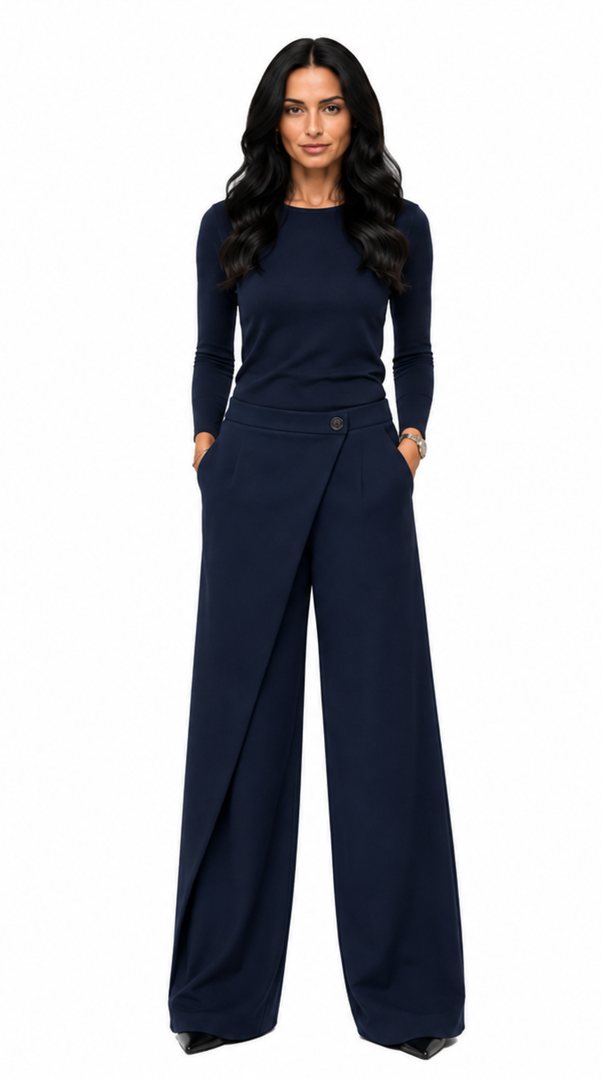 Wrap-Front Palazzo Trousers NOVAS-NV — PRE-ORDER — PZ039 NOVAS