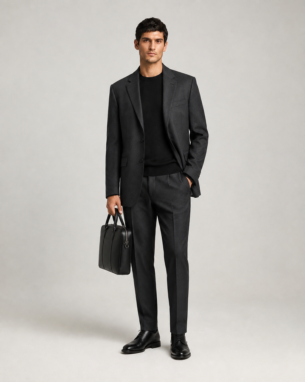 Leather Briefcase-BK — PRE-ORDER — PZ087
