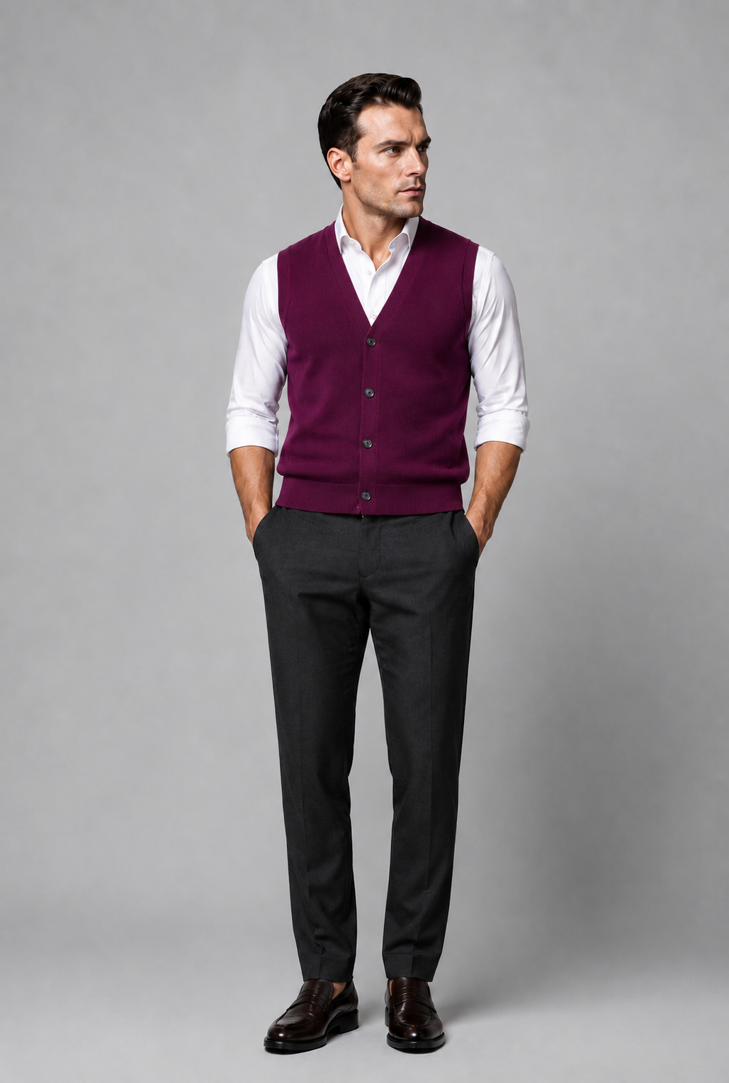 Gilet Bicolore in Pura Lana AXIS — PRE-ORDER — PZ015 AXIS