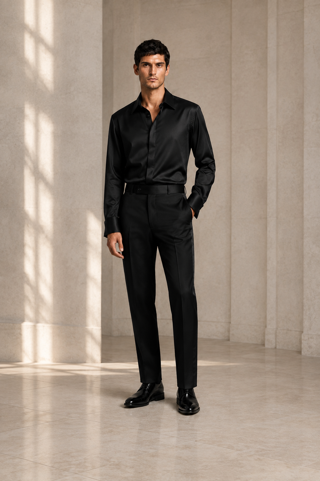 Camicia in Raso ACHILLE-BK — PRE-ORDER — PZ117 ACHILLE