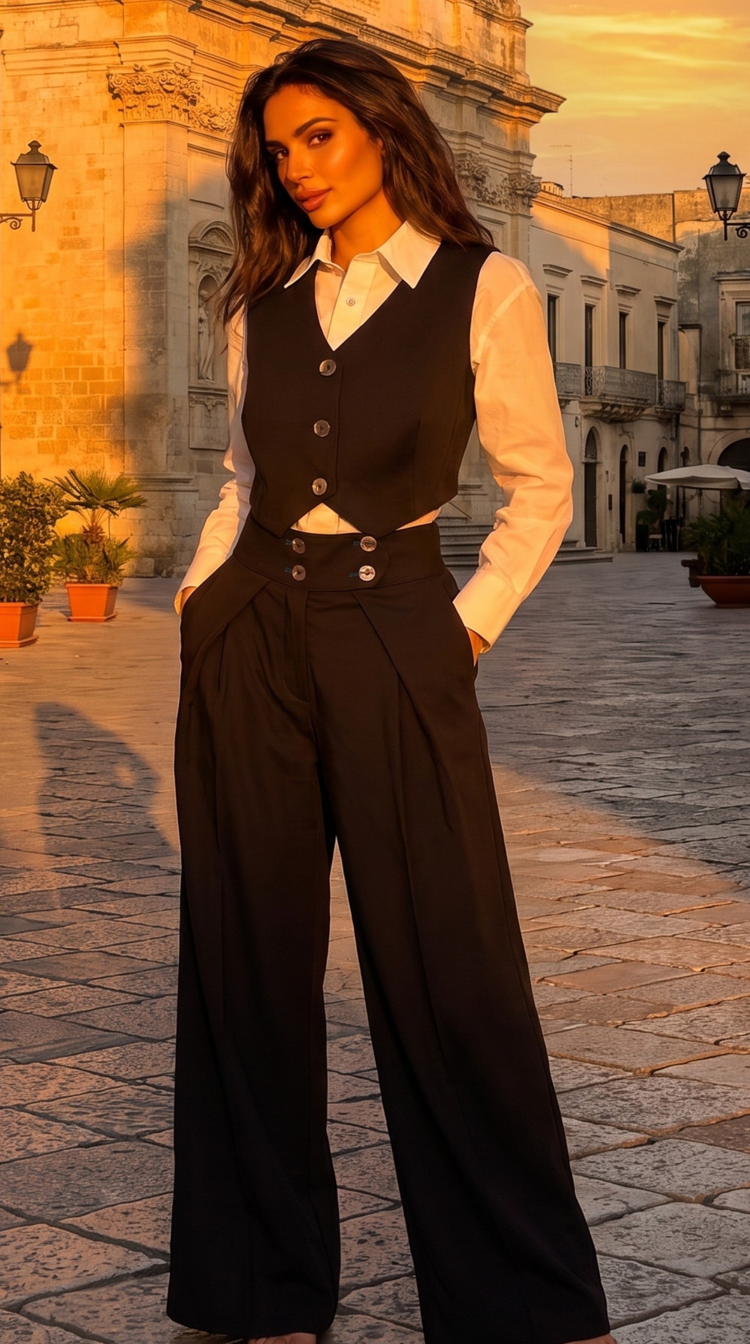 Tailored Waistcoat & Palazzo Trousers SERAPHINE — PRE-ORDER — PZ053 SERAPHINE