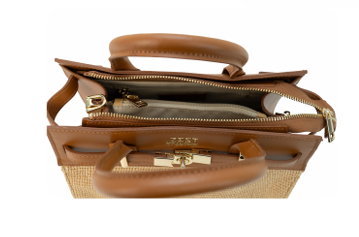 Borsa Luxury in Pelle e Paglia - ZS-2529 – interior detail – ZEST by Philip Zepter