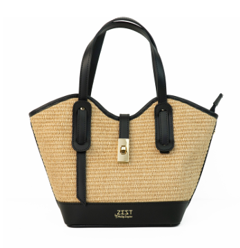 Borsa Tote in Pelle e Paglia - ZS-2514 – side view – ZEST by Philip Zepter