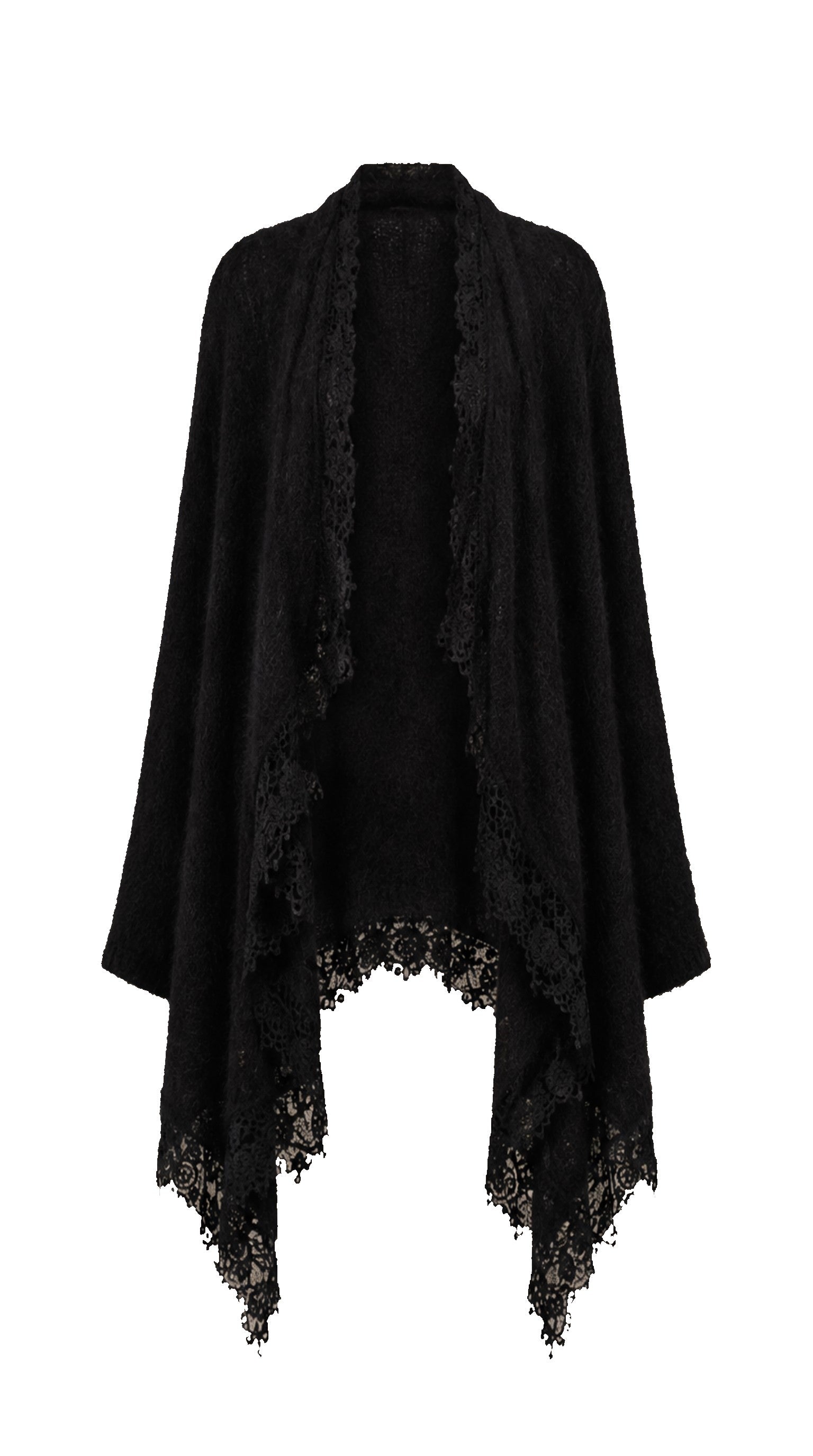 Maxi Baby Alpaca Open Jacket with Lace DIANA — PRE-ORDER — PZ051 DIANA