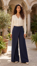 Wrap-Front Palazzo Trousers NOVAS-NV — PRE-ORDER — PZ039 NOVAS