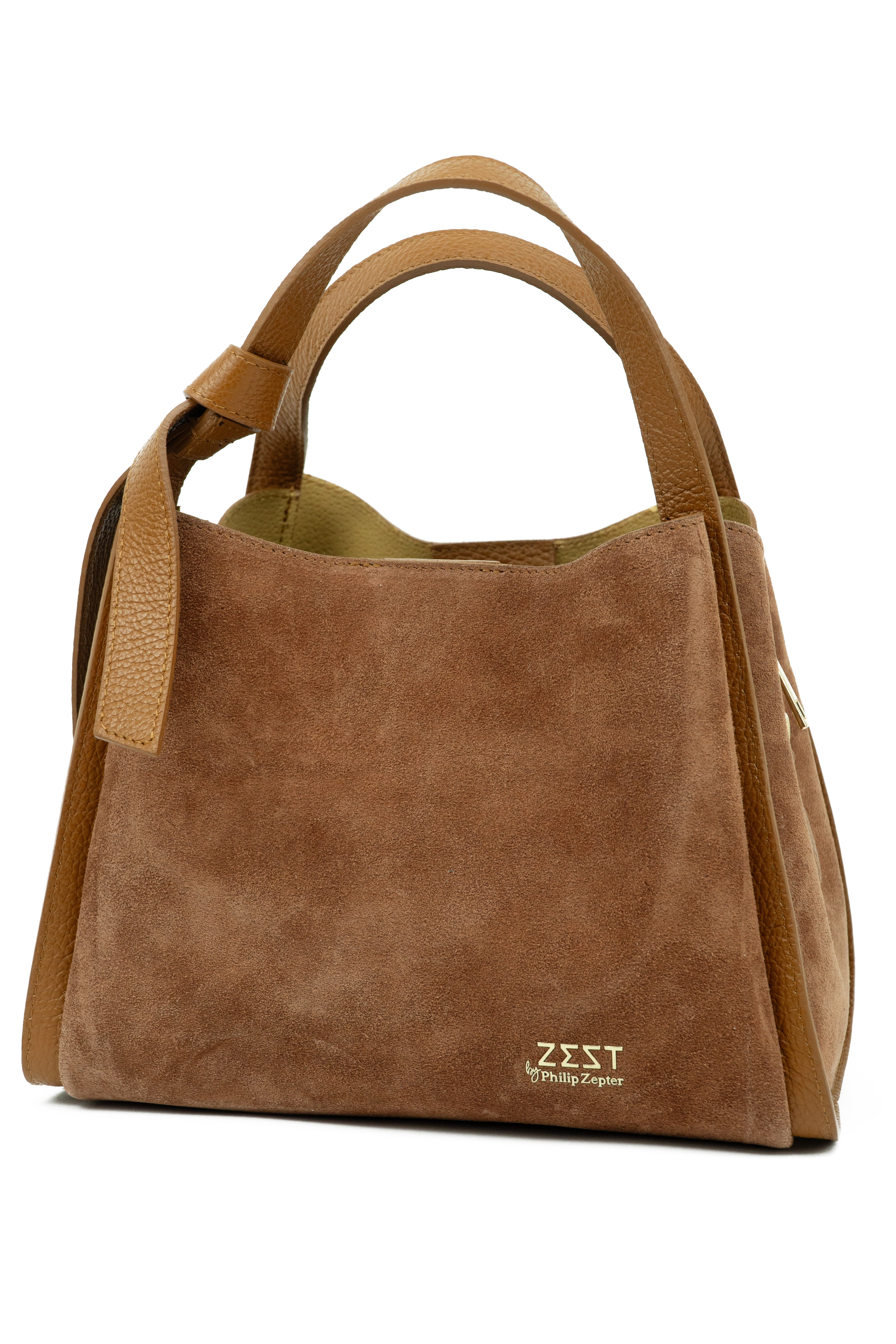 Borsa in Pelle Scamosciata Made in Italy con Tracolla – ZS-2507 – handle detail – ZEST by Philip Zepter