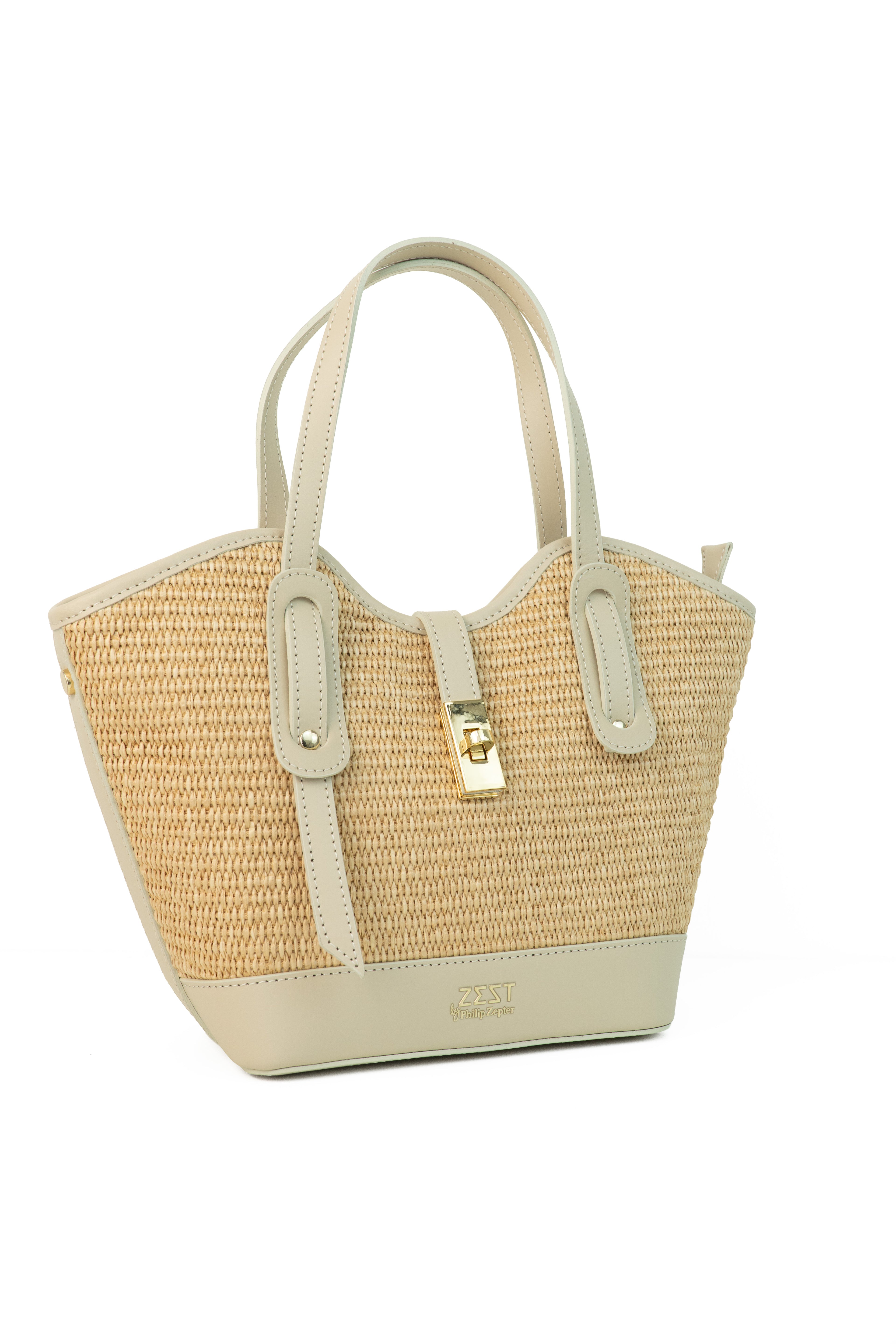 Borsa Tote in Pelle e Paglia - ZS-2514 – closure detail – ZEST by Philip Zepter