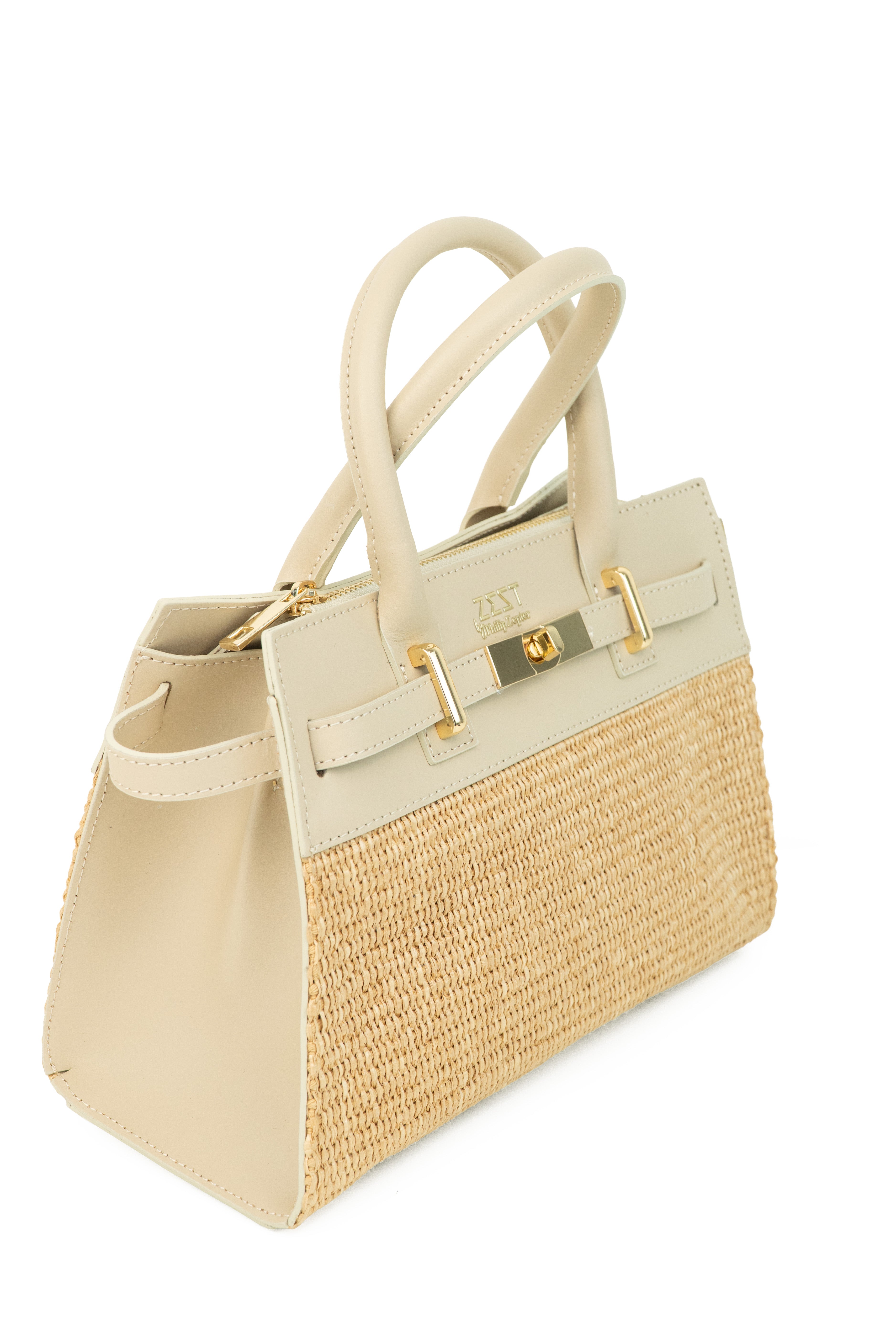 Borsa Luxury in Pelle e Paglia - ZS-2529 – closure detail – ZEST by Philip Zepter