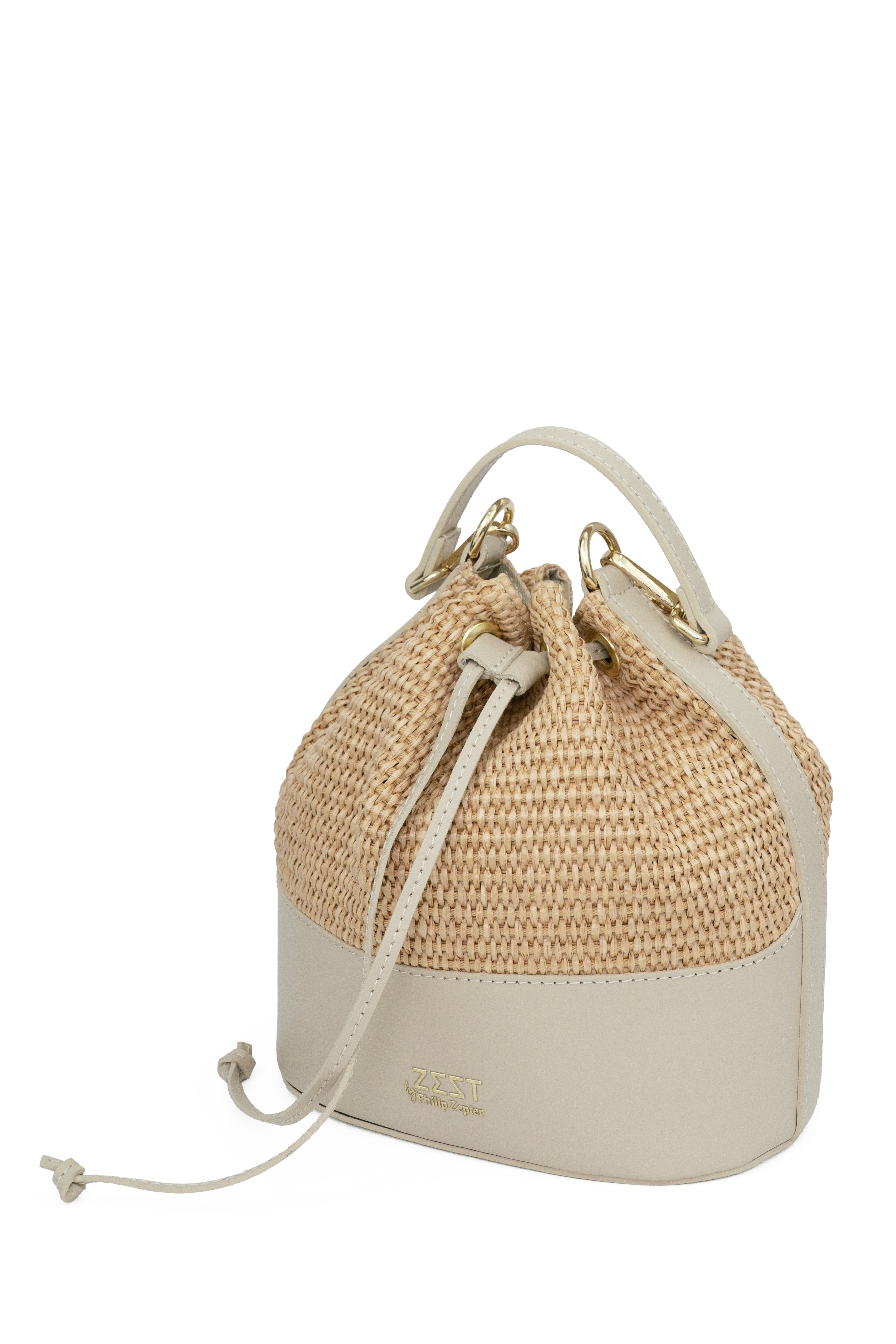 Leather & Straw Bucket Bag – ZS-2530