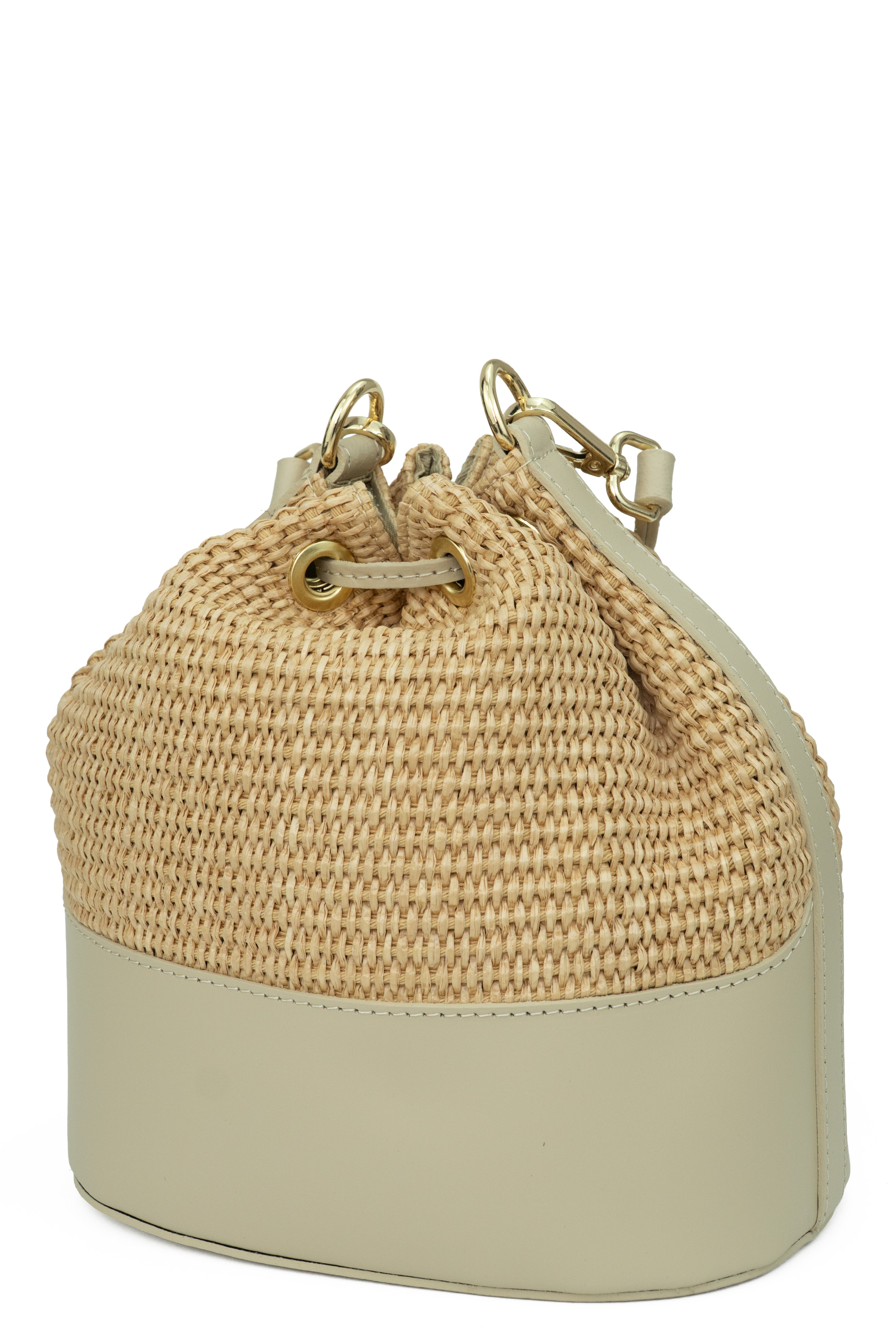 Leather & Straw Bucket Bag – ZS-2530