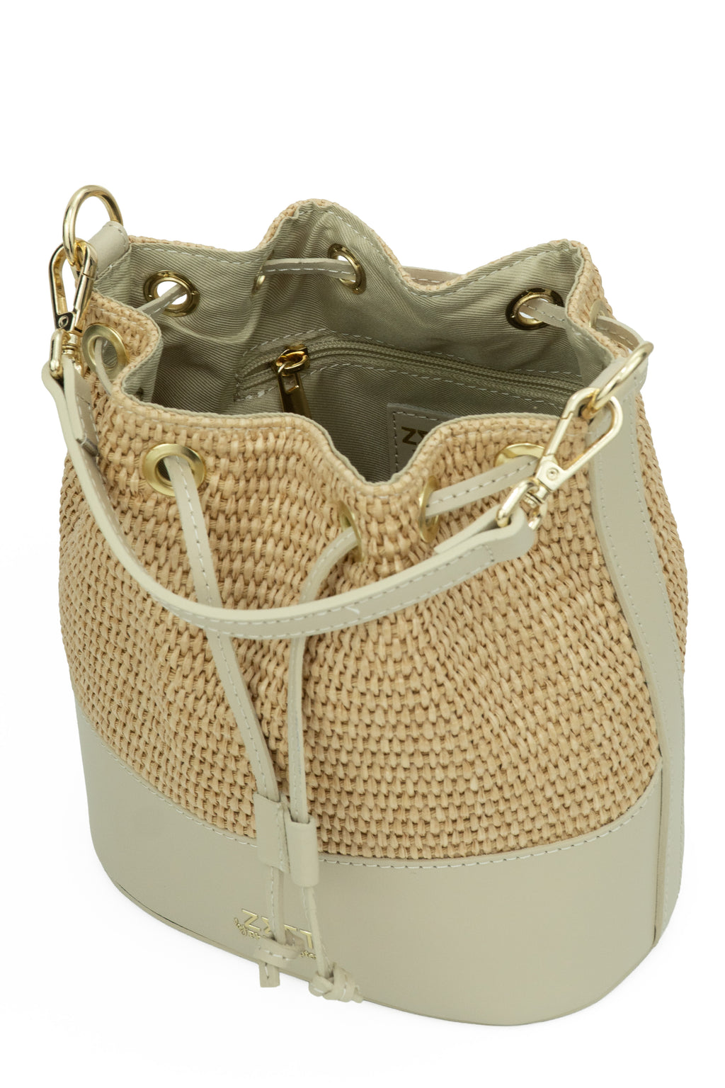 Leather & Straw Bucket Bag – ZS-2530