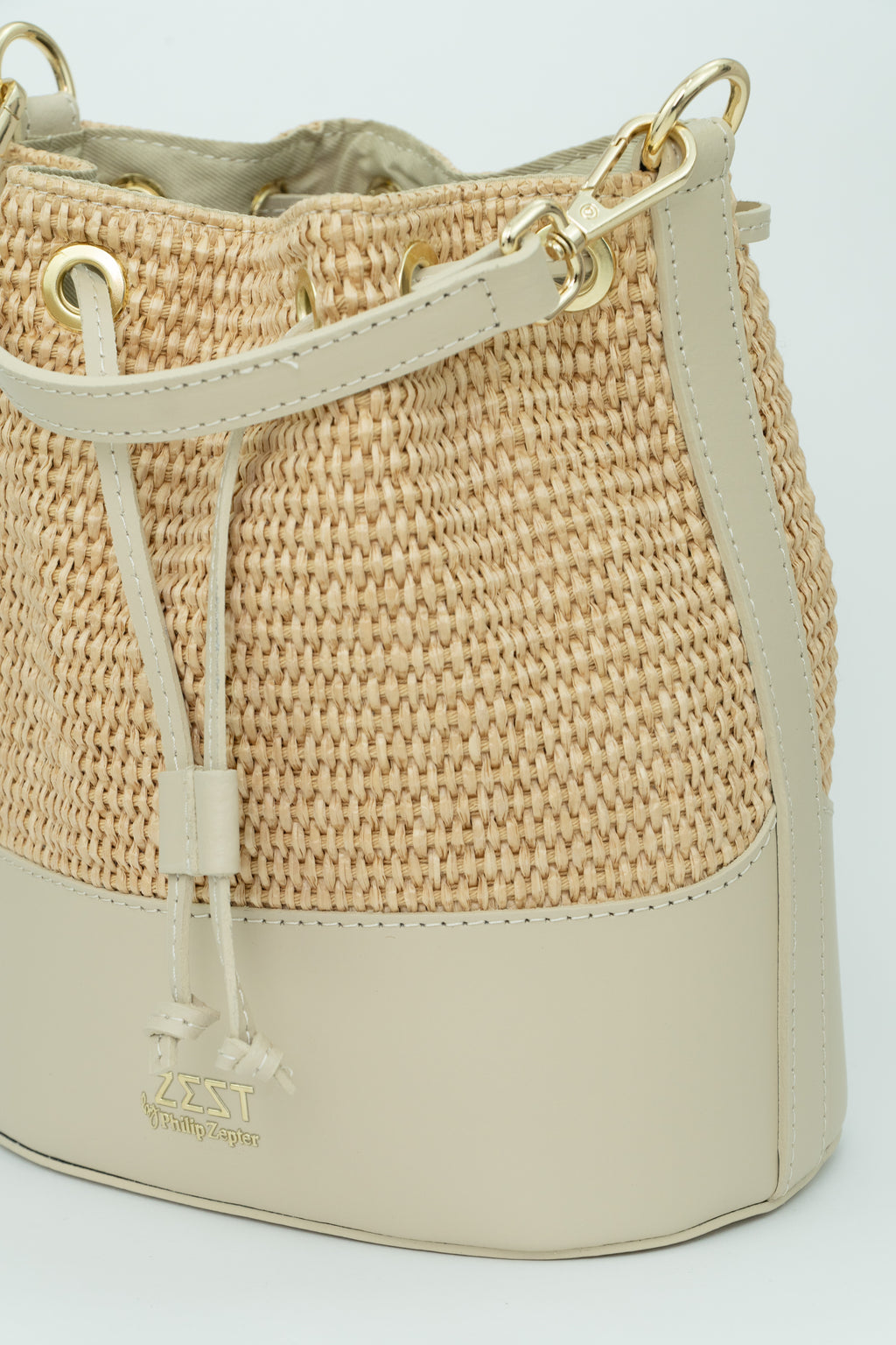 Leather & Straw Bucket Bag – ZS-2530