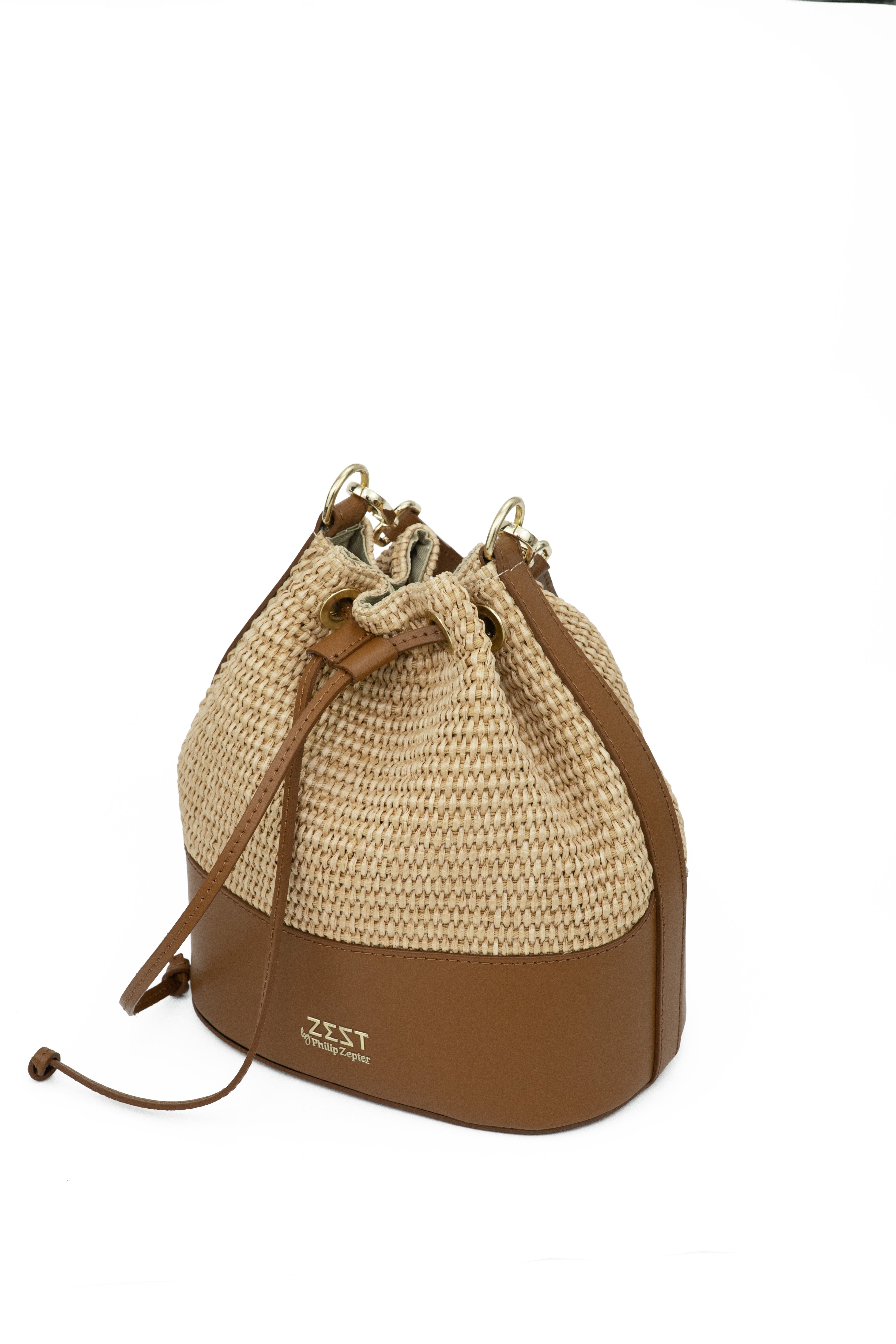 Leather & Straw Bucket Bag – ZS-2530
