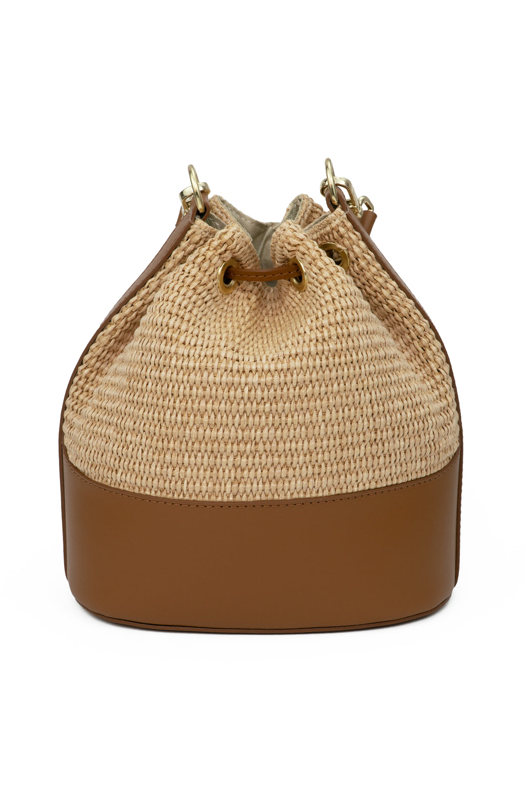 Leather & Straw Bucket Bag – ZS-2530