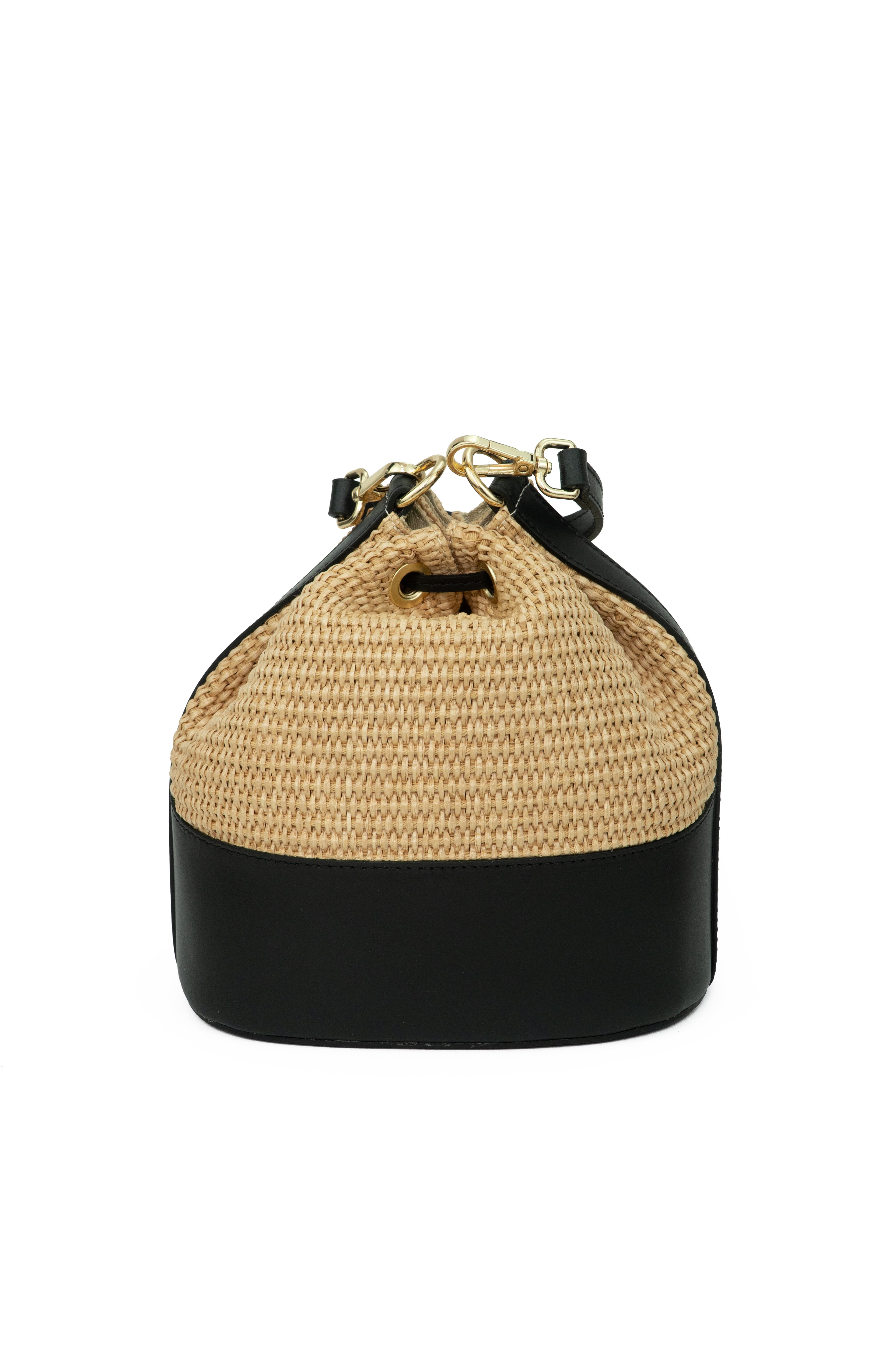 Leather & Straw Bucket Bag – ZS-2530