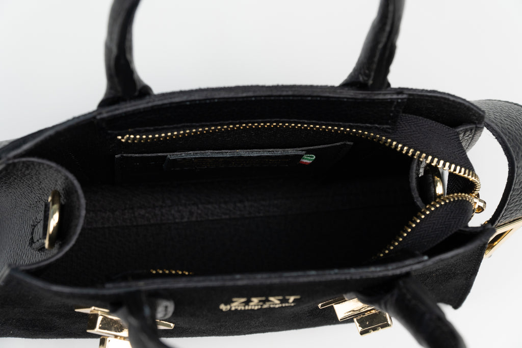 Leather & Suede Mini Satchel – ZS-2542