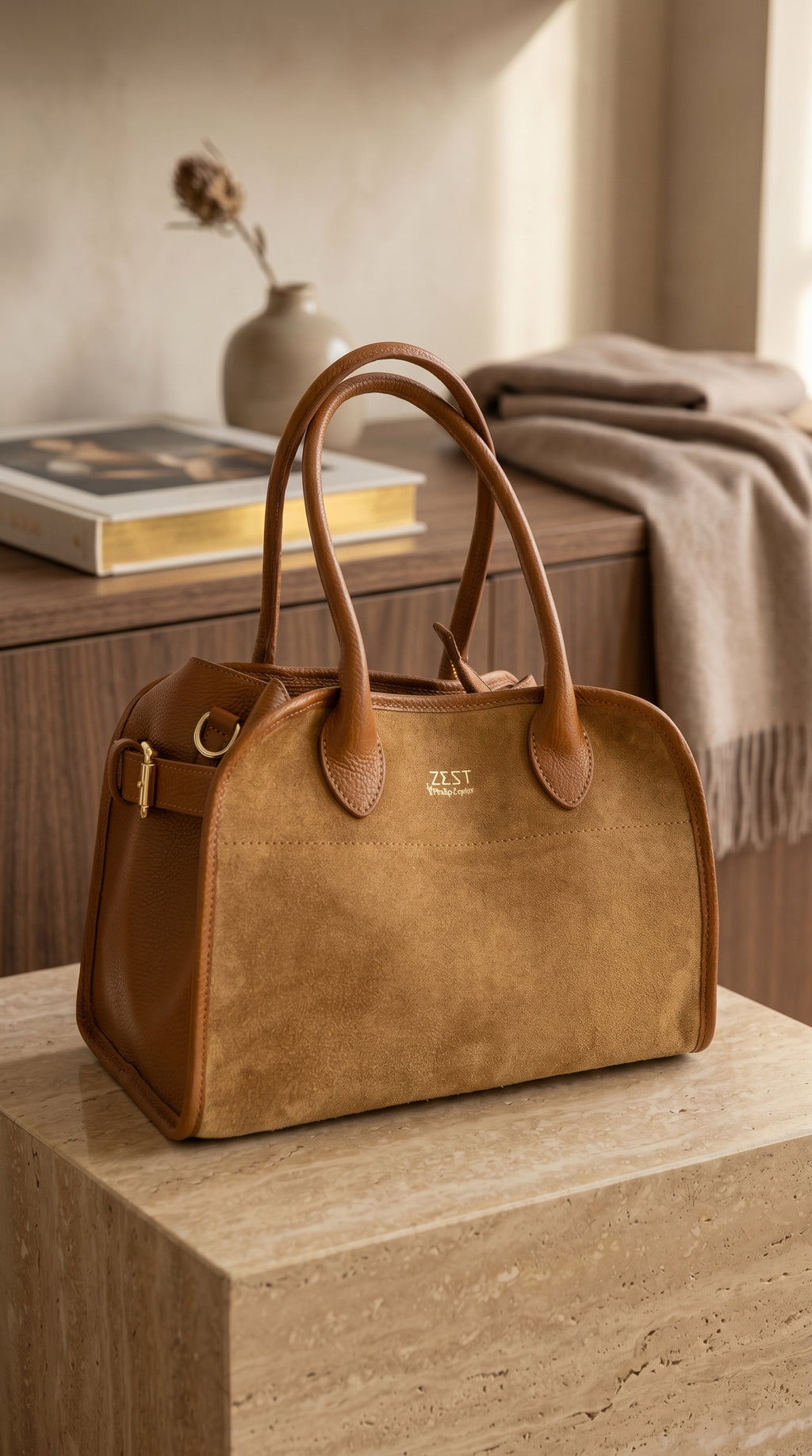 & Suede Bowling Bag – ZS-2511