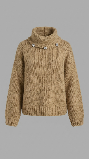 Oversized Brown Button-Up Sweater — PRE-ORDER — PZ044 ASTRID