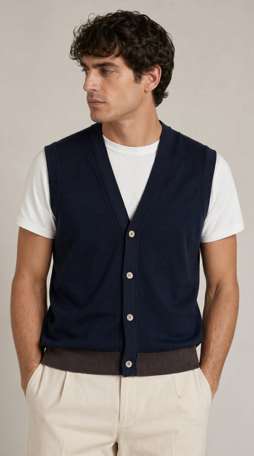 Pure Wool Vest — PRE-ORDER – front view – Philip Zepter luxury knitwear