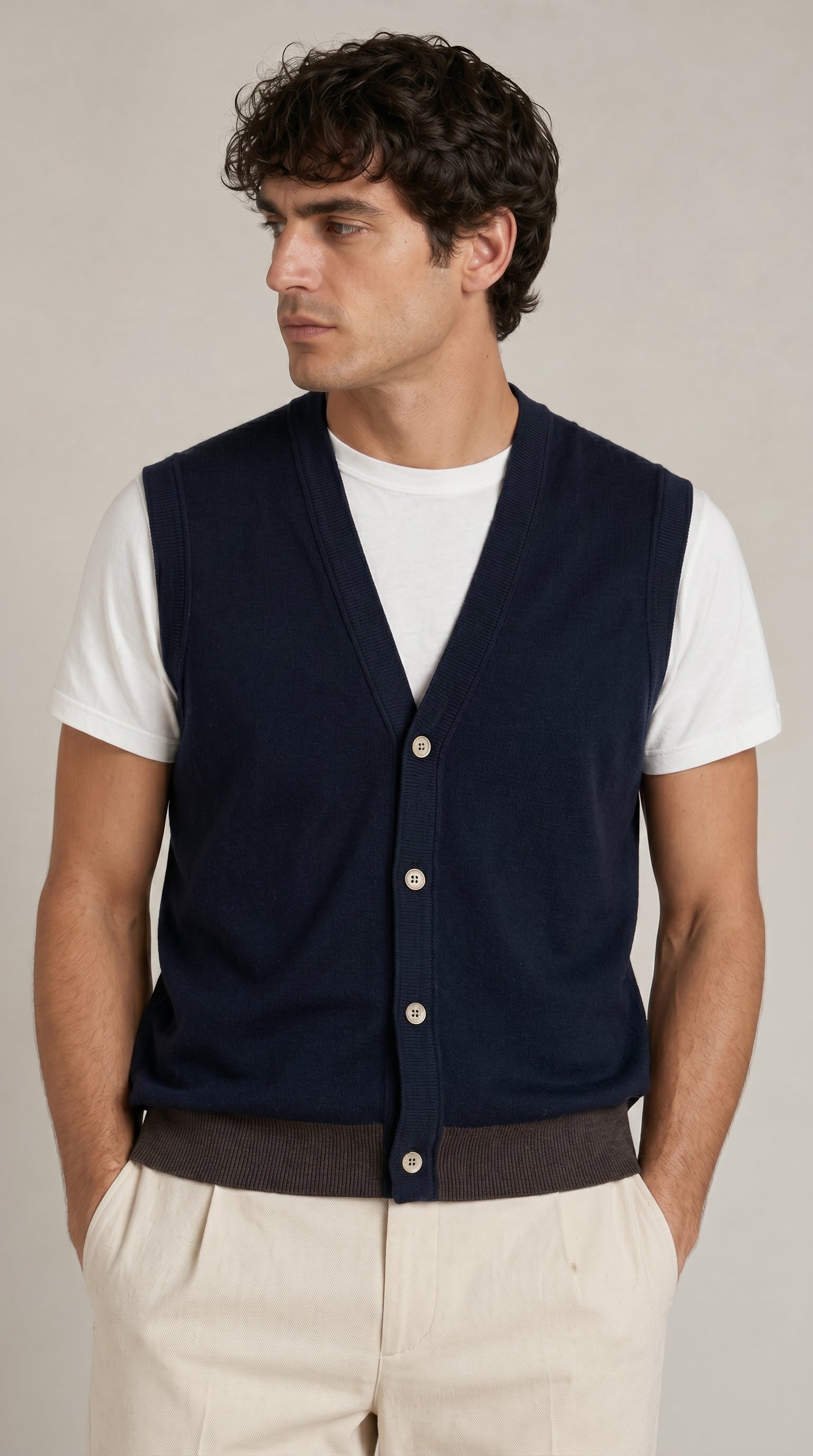 Pure Wool Vest — PRE-ORDER – front view – Philip Zepter luxury knitwear