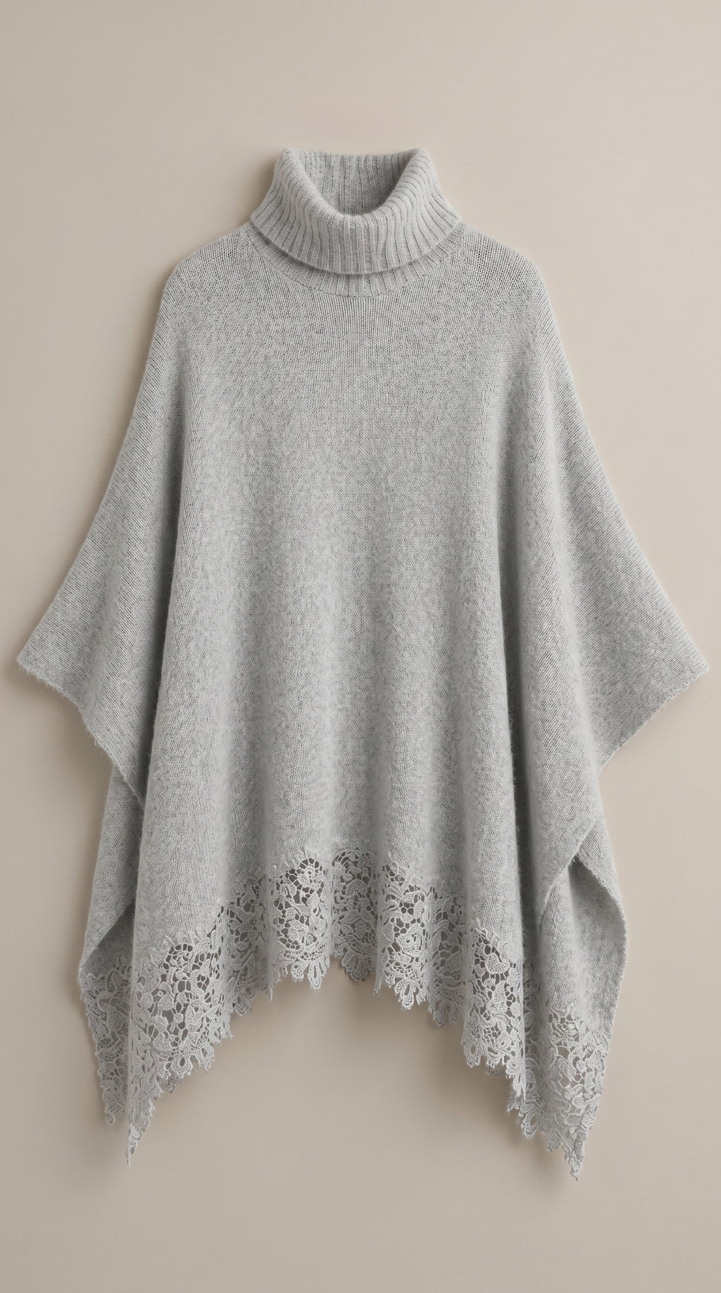 Gray poncho with lace — PRE-ORDER — PZ045 LUCILLA