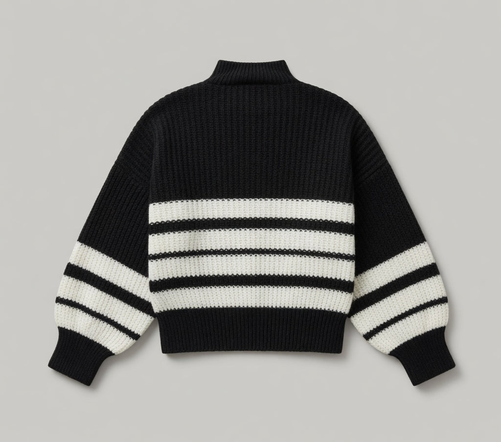 Maglia Lupetto Stripe Merino Extrafine – model wearing, full look – Philip Zepter