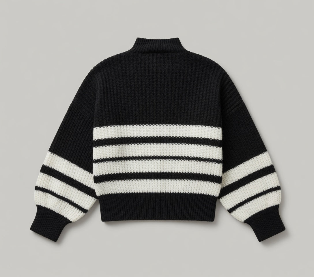 Maglia Lupetto Stripe Merino Extrafine – model wearing, full look – Philip Zepter