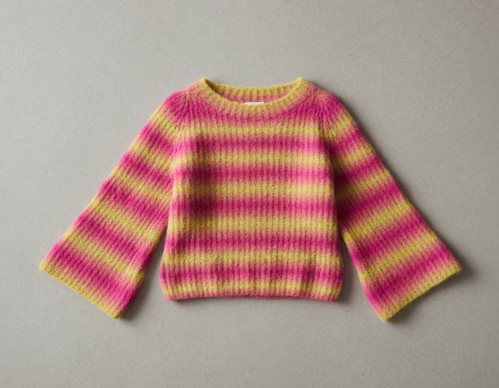 Maglia Oversize Riga Dégradé Merino Extrafine – model wearing, full look – Philip Zepter