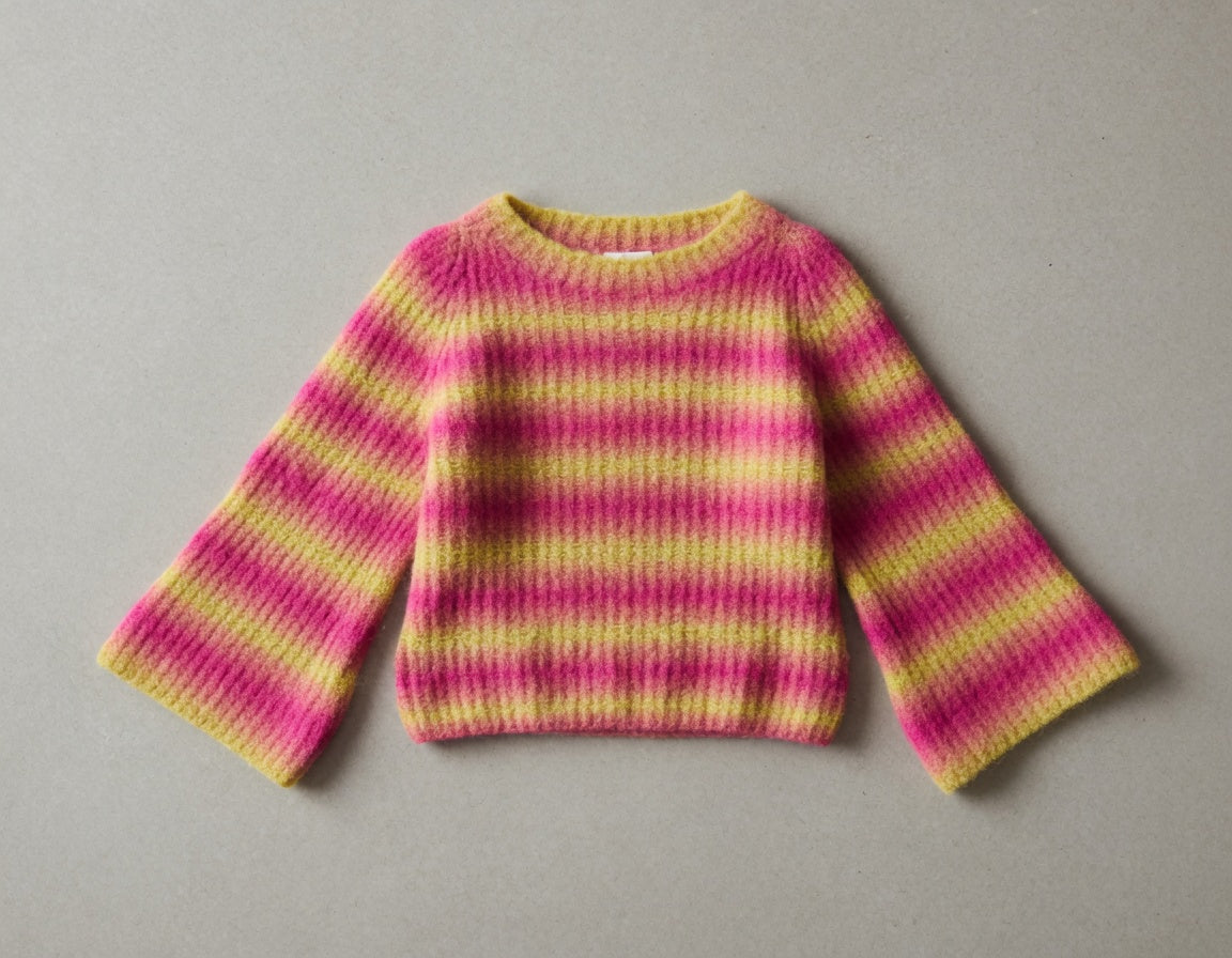 Maglia Oversize Riga Dégradé Merino Extrafine – model wearing, full look – Philip Zepter