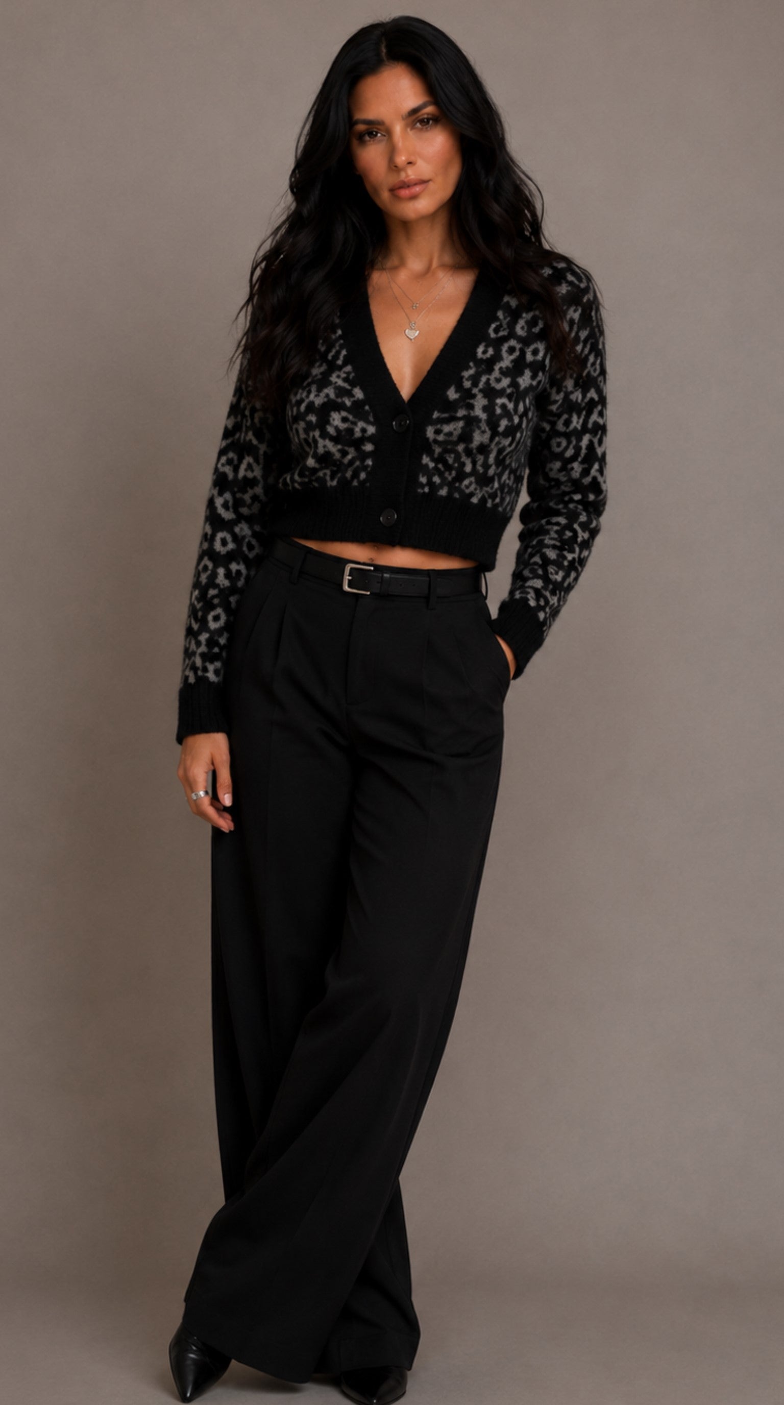 Cardigan Animalier Merino Extrafine – front view – Philip Zepter luxury knitwear
