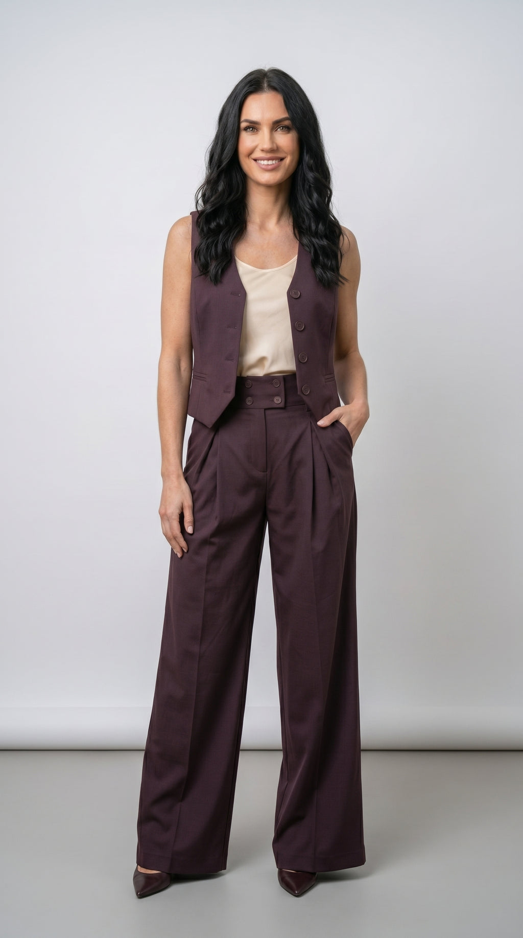 Tailored waistcoat and trousers set — PRE-ORDER – front view – Philip Zepter luxury knitwear