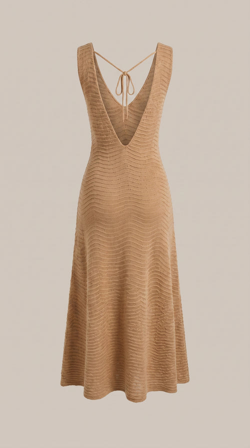 Abito Lungo Smanicato Onde Cashmere & Lamé — PRE-ORDER – styled detail view – Philip Zepter