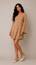 Abito Corto Onde Cashmere & Lamé Maniche Campana — PRE-ORDER – front view – Philip Zepter luxury knitwear