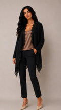 Maxi Giacca Baby Alpaca Superfine con Pizzo — PRE-ORDER – front view – Philip Zepter luxury knitwear