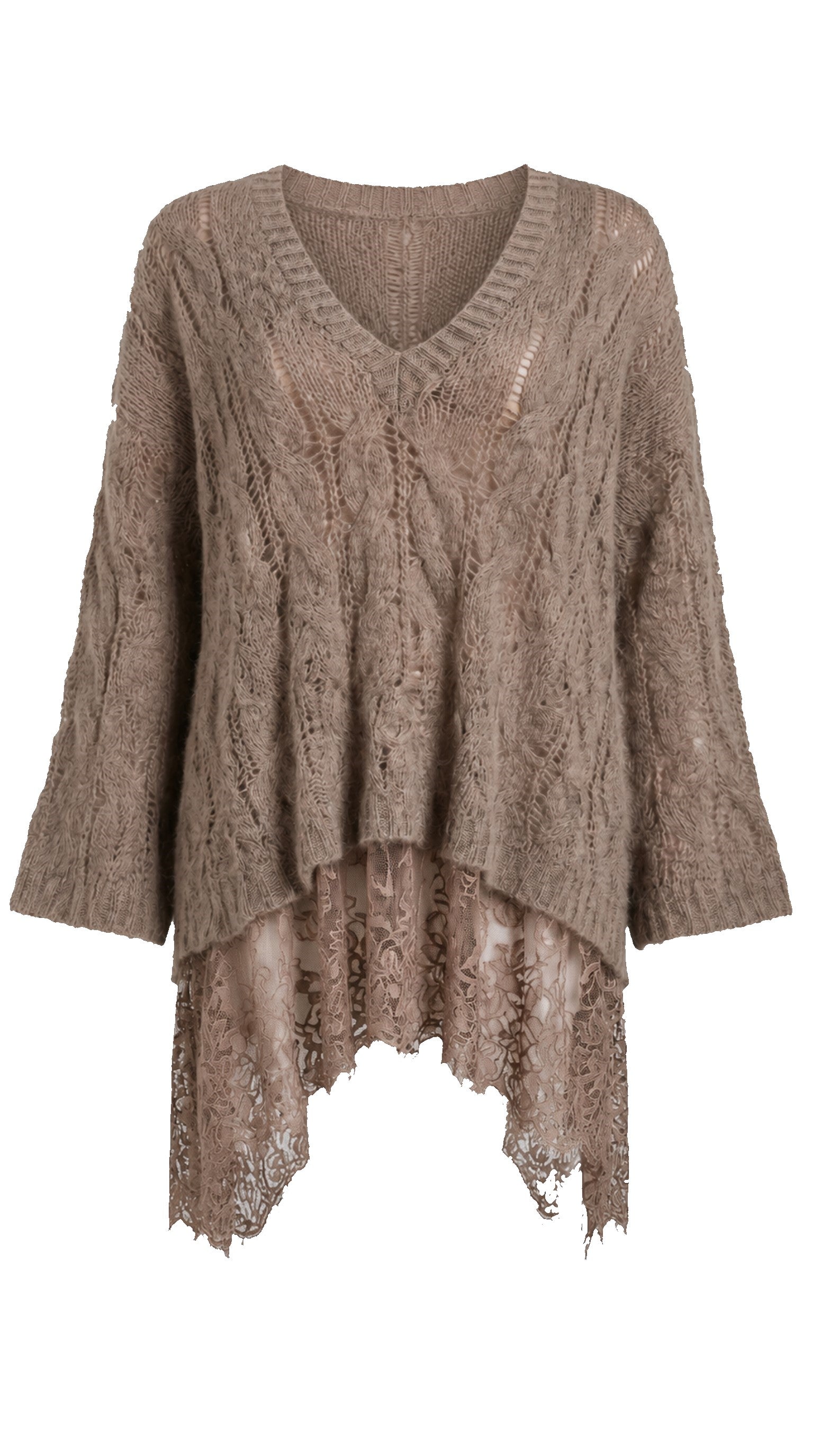 Maxi Baby Alpaca Cable Knit with Lace ARIA — PRE-ORDER — PZ049 ARIA