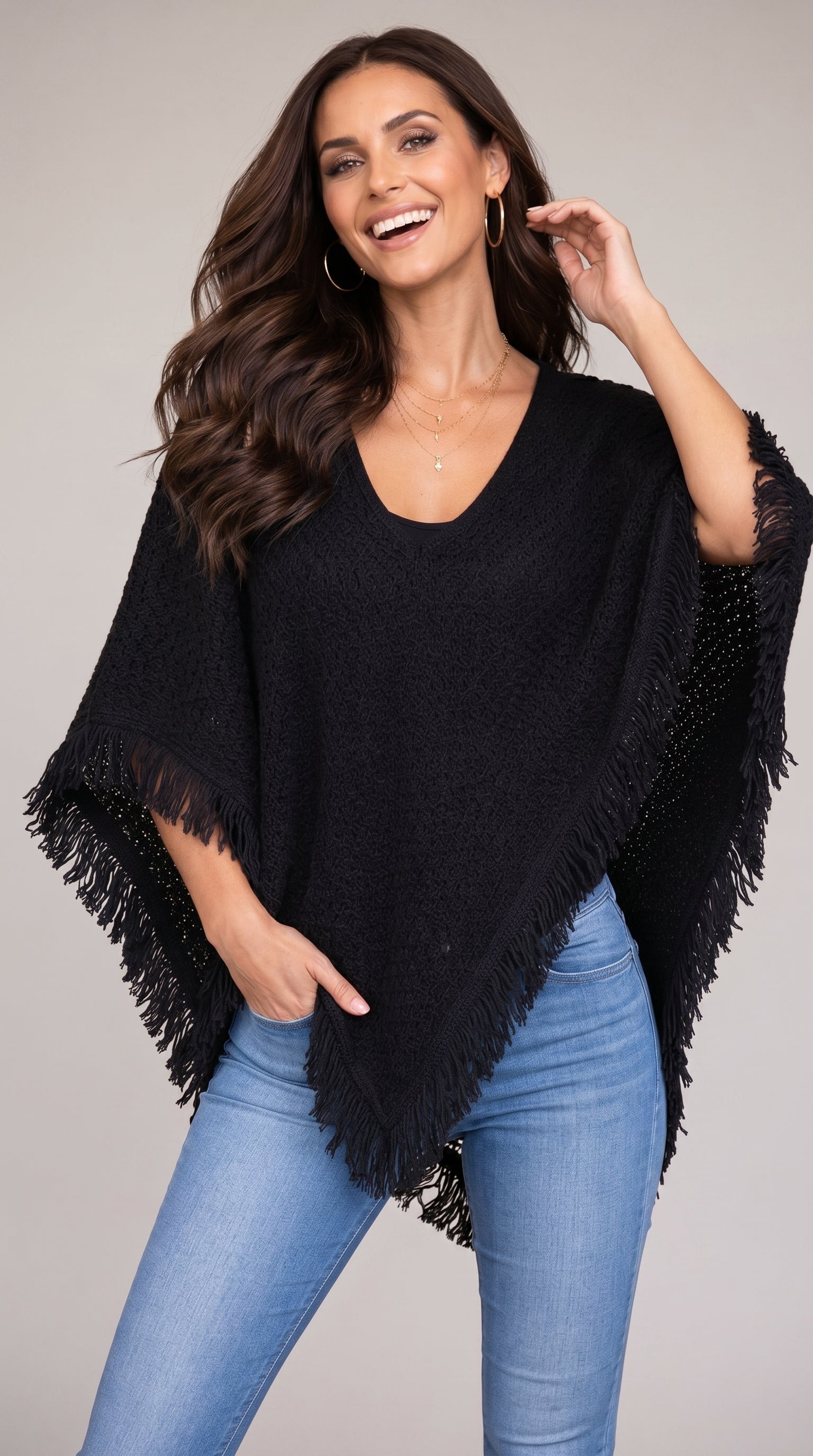 Cape with Fringes — PRE-ORDER – product shot on neutral background – Philip Zepter