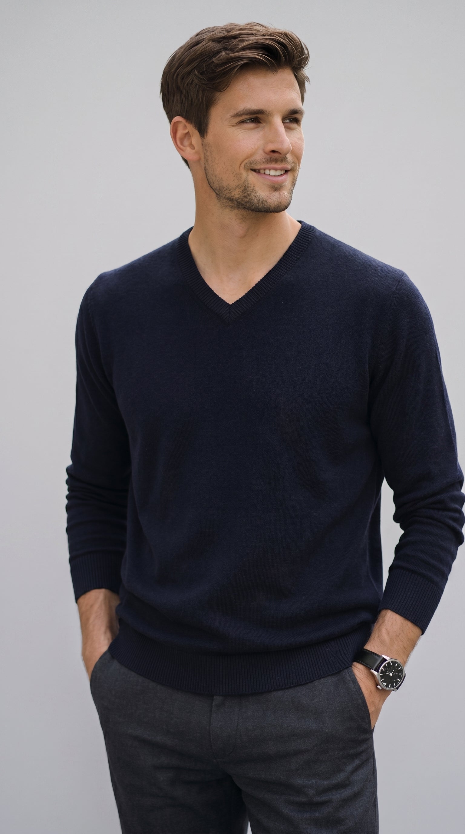 Pure Cashmere V-Neck — PRE-ORDER — PZ020 NEREV