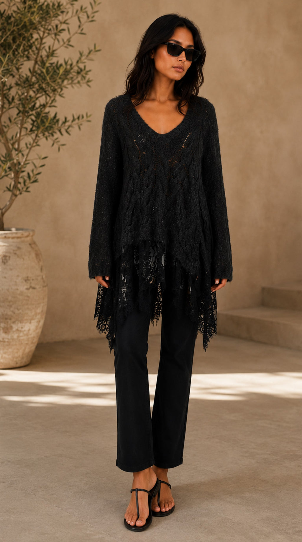 Maxi Baby Alpaca Knit with Lace Hem LUNA — PRE-ORDER — PZ050 LUNA