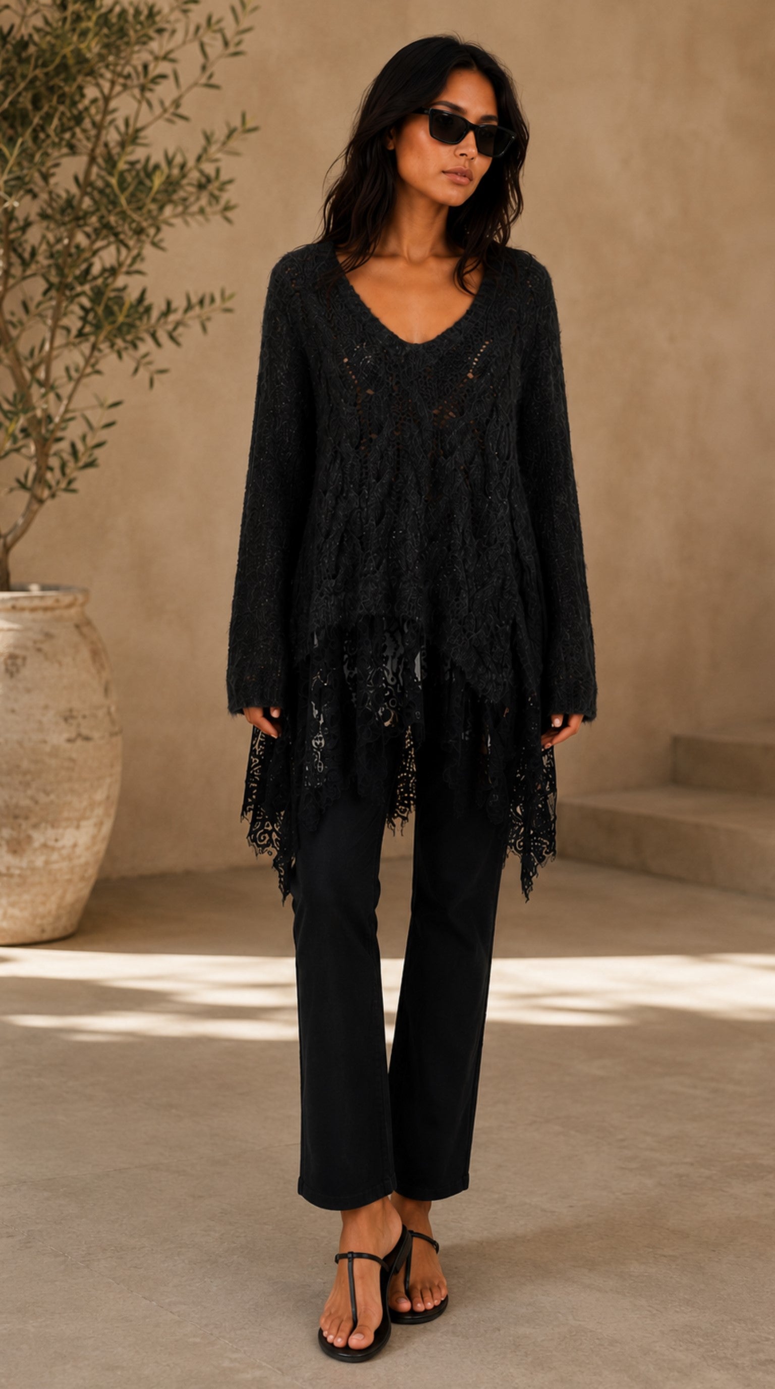 Maxi Baby Alpaca Knit with Lace Hem LUNA — PRE-ORDER — PZ050 LUNA