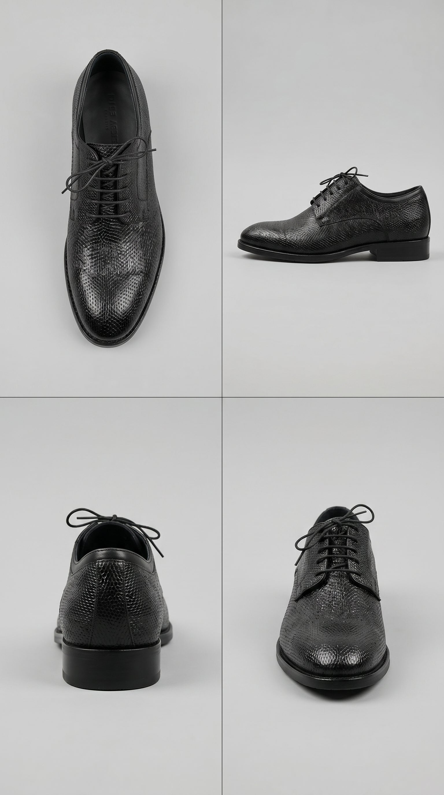 Scarpa Derby Artigianale in Vitello Stampato – multiple angles view – Philip Zepter